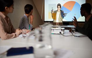 Woman giving business presentation